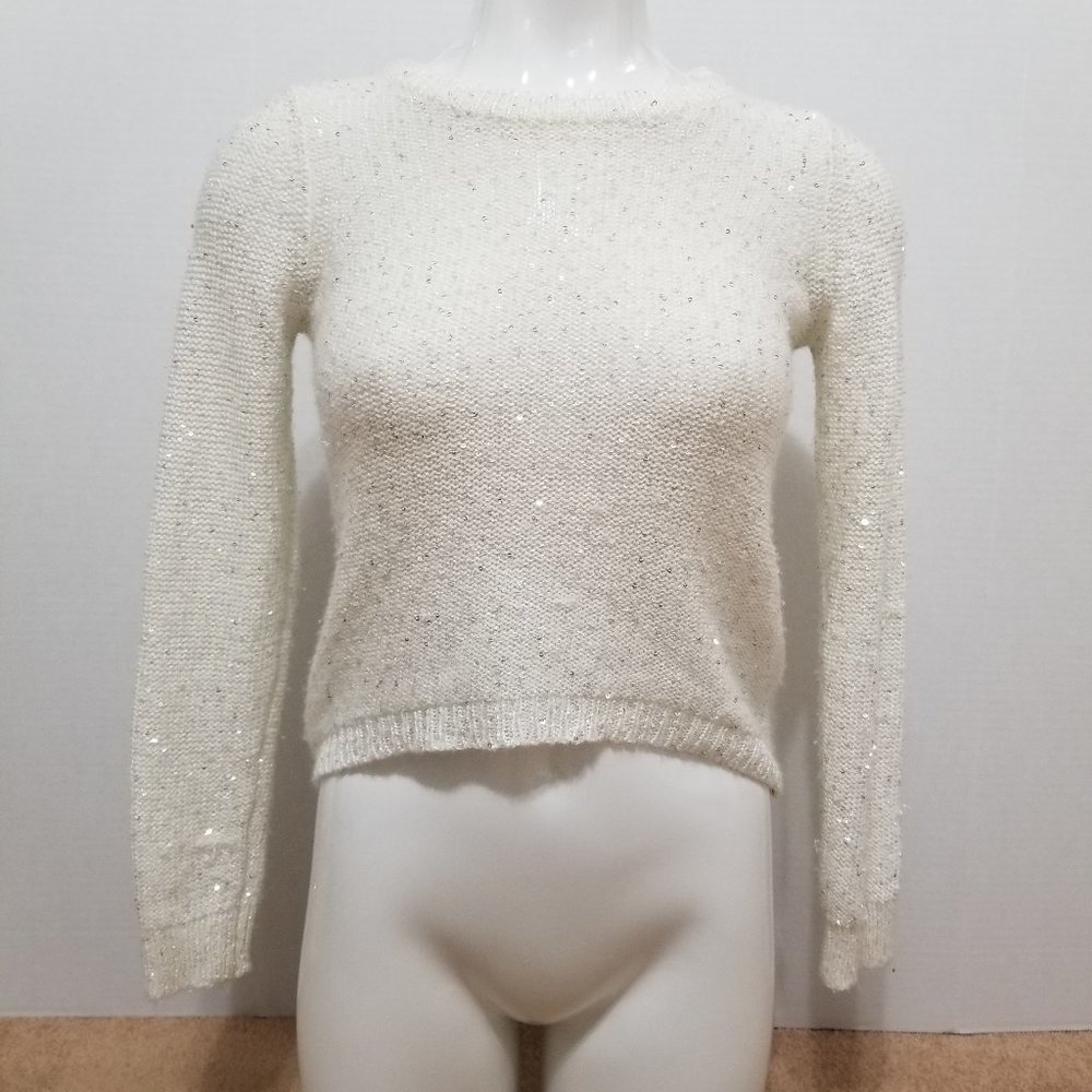 Jordache sweater Large 10/12 sequin embellished bling knit pullover winter snow